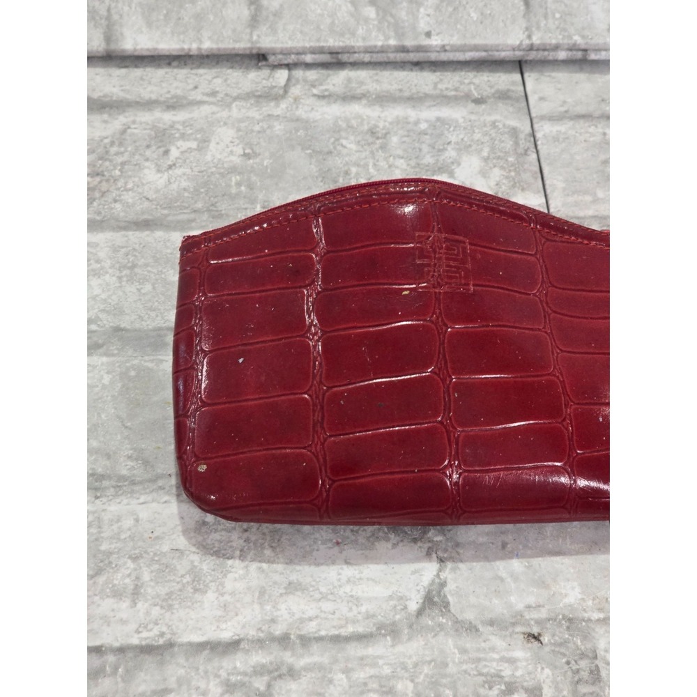 Givenchy Paris Medium Red Croc-Embossed Leather Pouch 7" x 4.5" - Picture 3 of 11